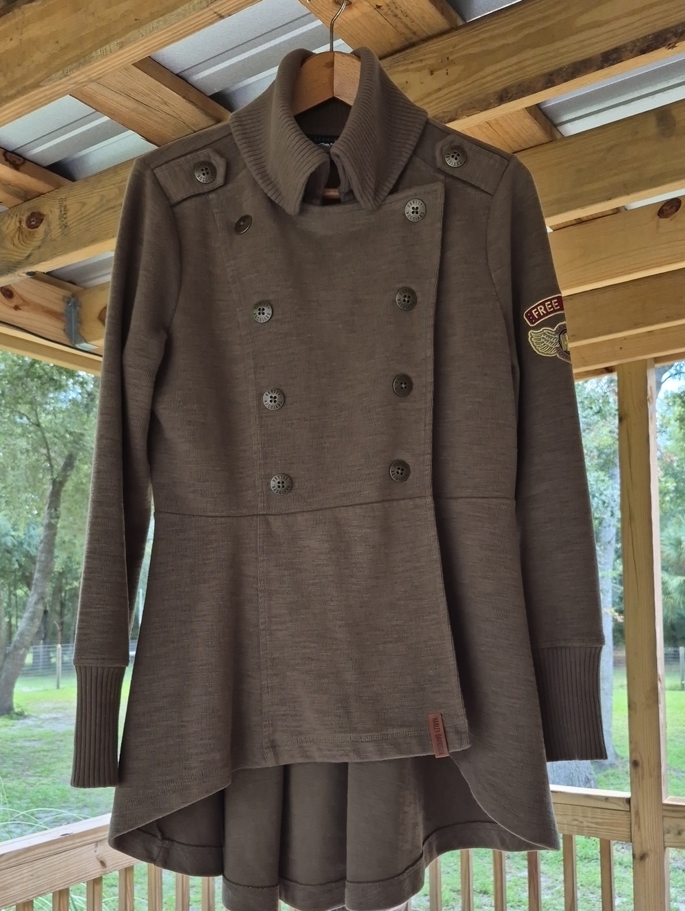 Vintage Genuine Ladies Harley Davidison Winged Pea Coat With Tail